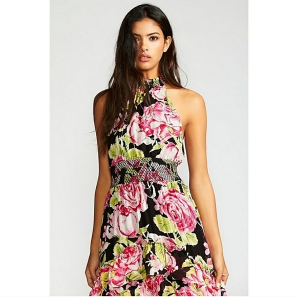 NWT Free People Black in Full Bloom halter maxi dress - Picture 3 of 6